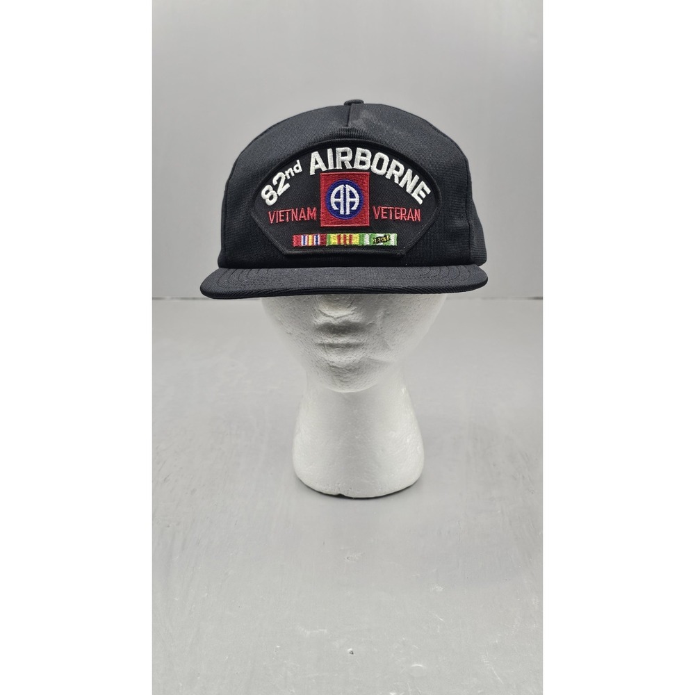 VTG U.S. ARMY 82nd AIRBORNE VIETNAM VETERAN Military Ball Snapback Blk Hat Cap
